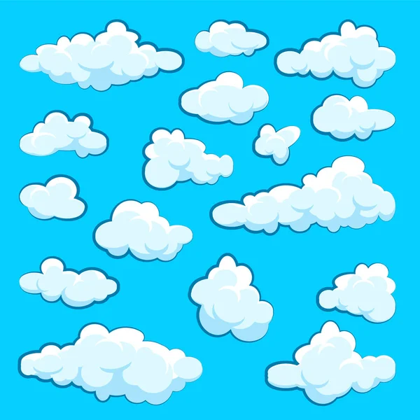 Nubes Dibujos Animados Pintadas Sobre Fondo Azul Nube Redonda Dibujada — Vector de stock