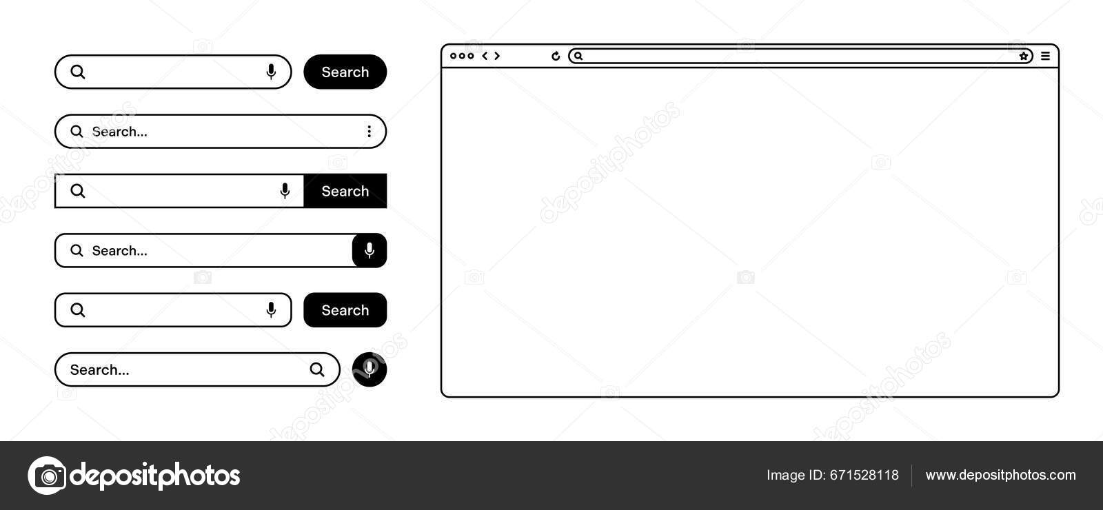 Blank Web Browser Internet Page Window Toolbar Search Bar Field Stock