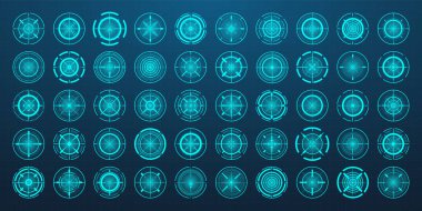 Crosshair, silah görüş vektör simgeleri. Tam isabet, siyah hedef ya da nişan sembolü. Askeri tüfek dürbünü, işaret fişeği. Nişan alıyorum, nişan alıyorum. Okçuluk, avcılık ve spor atıcılığı. Oyun UI ögesi