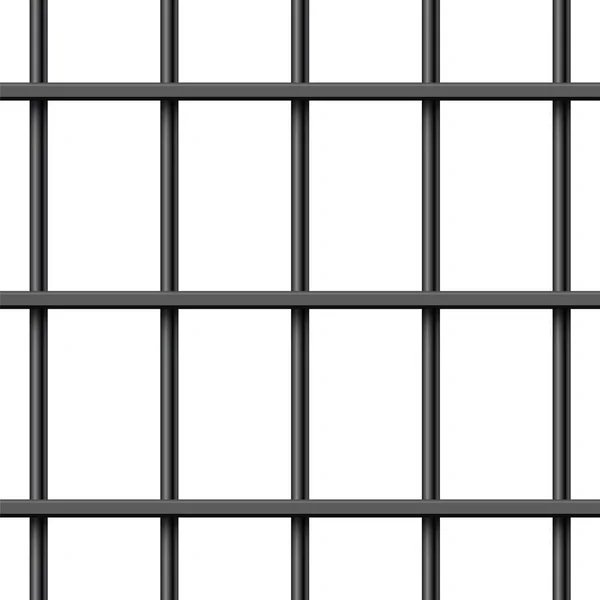 Black Realistic Metal Prison Bars Isolated White Background Detailed Jail — Stock Vector