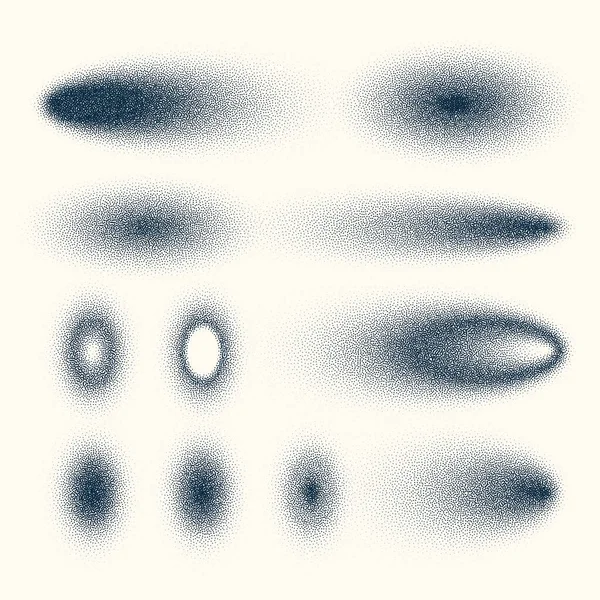 シンプルな影セット ヴィンテージ点線のデザイン要素 フェージング勾配 ドットを使ってステッピング ドットワークの描画 シェーディング ハーフトーンの崩壊効果 ホワイトノイズ粒状の質感 ベクターイラスト — ストックベクタ