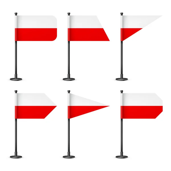 Polish Table Flags Black Steel Pole Souvenir Poland Desk Flag — Stock Vector