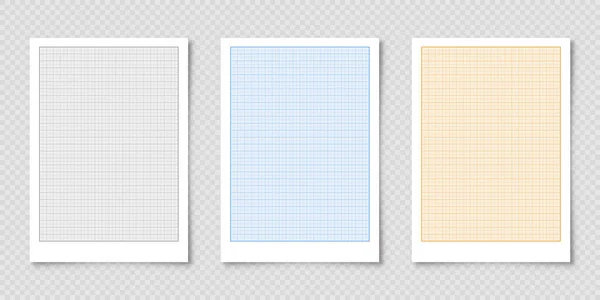 Grafikonpapír Ráccsal Milliméteres Papír Textúra Geometriai Minta Különböző Bélelt Üres — Stock Vector