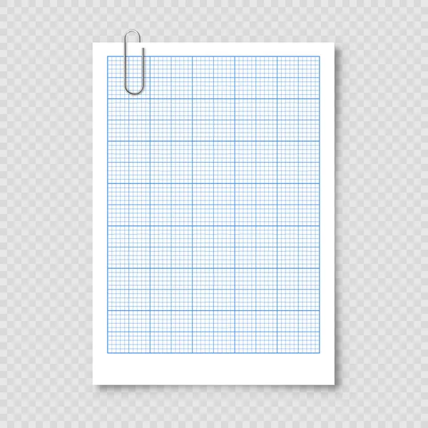 List Grafického Papíru Mřížkou Milimetrová Textura Papíru Geometrický Vzor Modrá — Stockový vektor