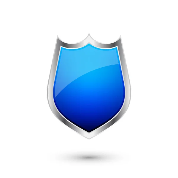 Ročník Heraldický Štít Lesklým Kovovým Rámem Modrá Ochrana Bezpečnostní Obranný — Stockový vektor