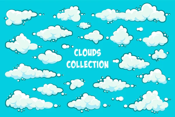 Painted Cartoon Clouds Blue Background Simple Hand Drawn Cloud Summer — Stock Vector