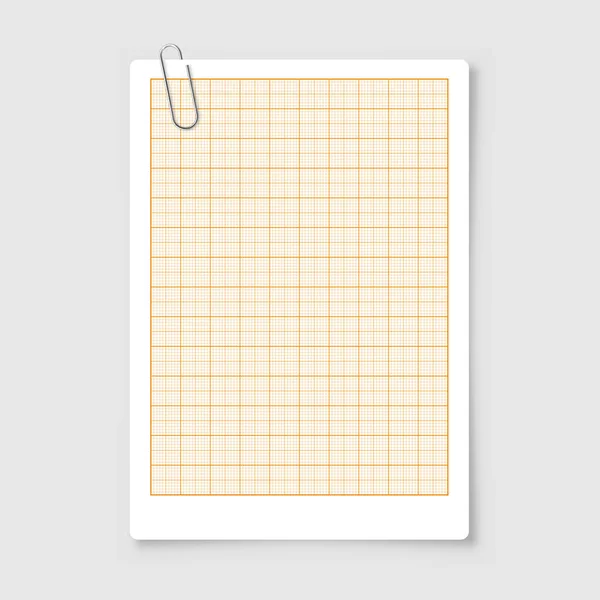 List Grafického Papíru Mřížkou Milimetrová Textura Papíru Geometrický Vzor Oranžový — Stockový vektor