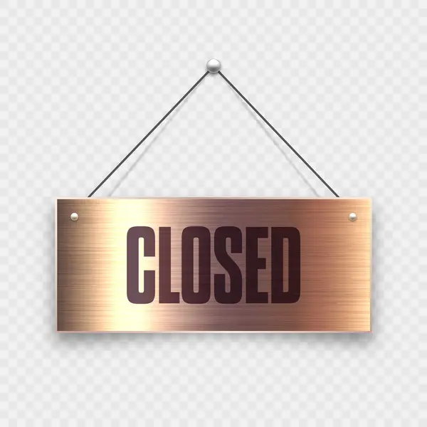 Szczotkowany Metal Zamknięty Szyld Wiszący Zabytkowy Znak Drzwi Kawiarni Restauracji — Wektor stockowy