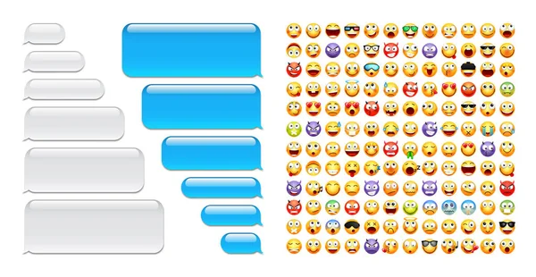 Blank Message Bubbles Emoji Blue Chat Messenger Speech Bubble Sms — Stock Vector