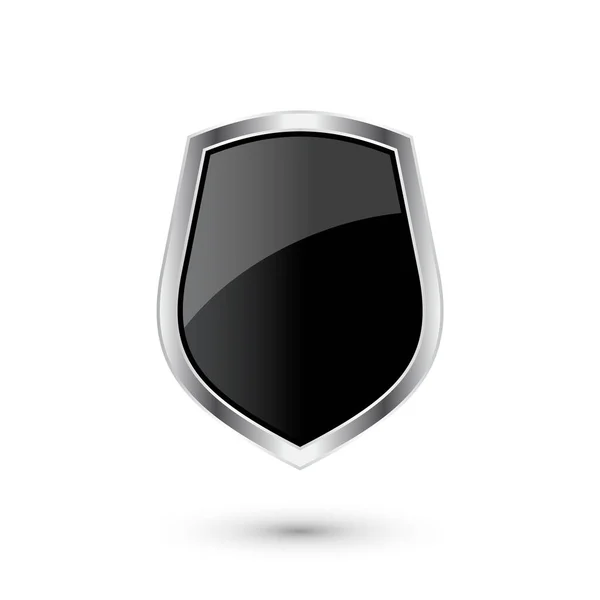 Ročník Heraldický Štít Lesklým Kovovým Rámem Černý Symbol Ochrany Bezpečnosti — Stockový vektor