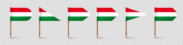 Realistas Várias Bandeiras Palito Dentes Húngaros Lembrança Hungria Palitos Madeira — Vetor de Stock