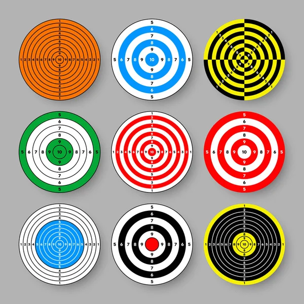 Shooting Range Paper Targets Target Divisions Marks Numbers Archery Gun — Stock Vector