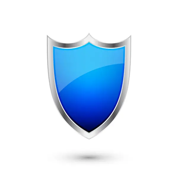 Ročník Heraldický Štít Lesklým Kovovým Rámem Modrá Ochrana Bezpečnostní Obranný — Stockový vektor