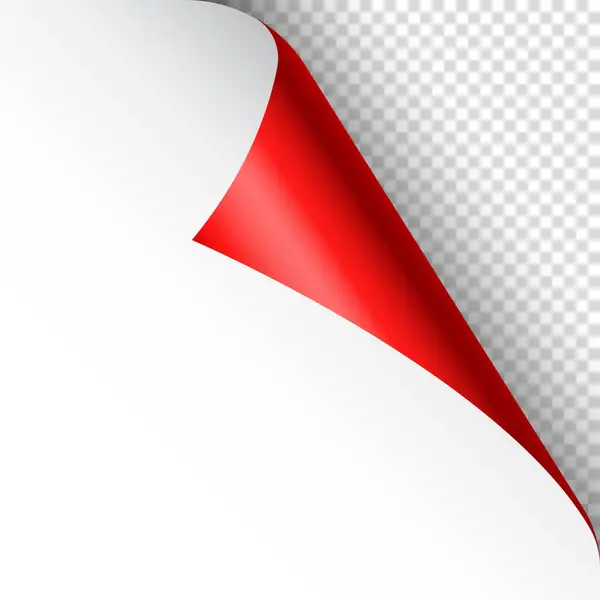 Червоний Паперовий Завиток Куточок Закрученої Сторінки Тіні Порожній Лист Паперу — стоковий вектор