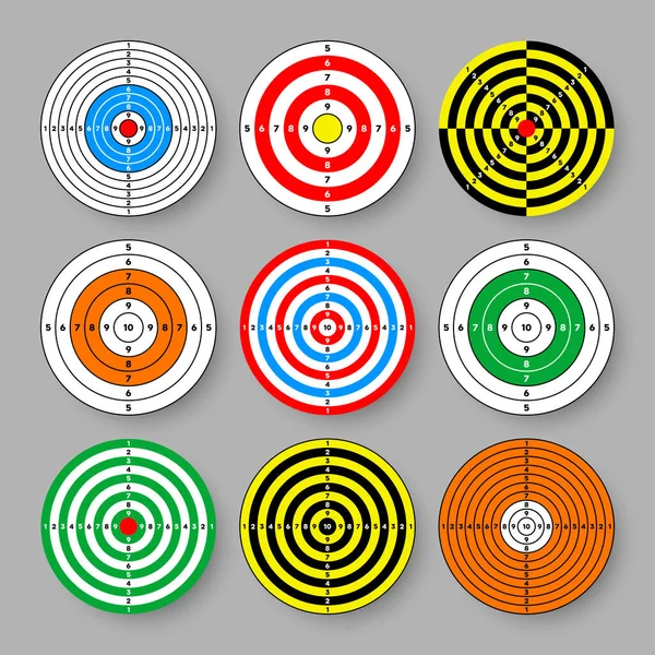 Shooting Range Paper Targets Target Divisions Marks Numbers Archery Gun — Stock Vector