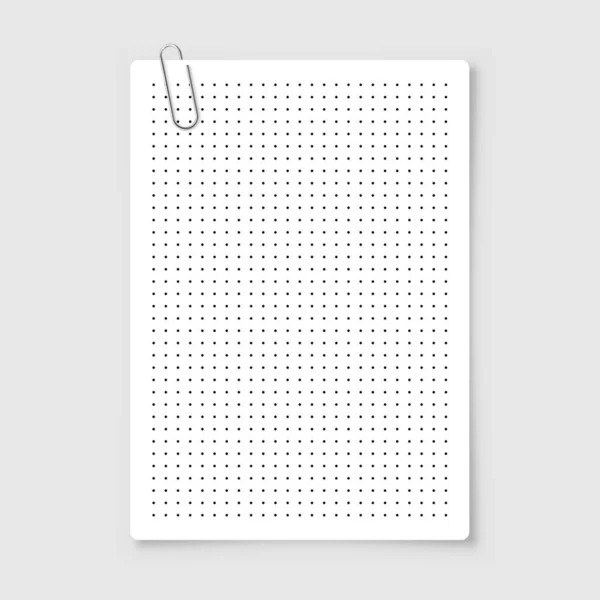 グリッド付きの点線グラフ用紙 ポルカドットパターン 書道の描画や書き込みのための幾何学的なテクスチャ ノートペーパー 学校のノートブックの空のシート ベクターイラスト — ストックベクタ