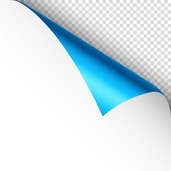Блакитний Паперовий Завиток Куточок Закрученої Сторінки Тіні Порожній Лист Паперу — стоковий вектор