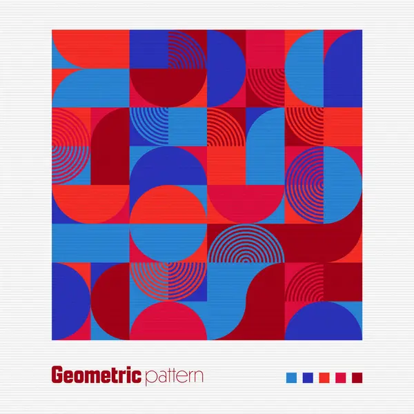 Geometrische Trendy Patroon Bauhaus Stijl Moderne Kleurrijke Achtergrond Met Eenvoudige — Stockvector