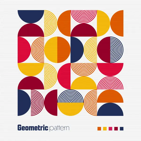 Geometrische Trendy Patroon Bauhaus Stijl Moderne Kleurrijke Achtergrond Met Eenvoudige — Stockvector