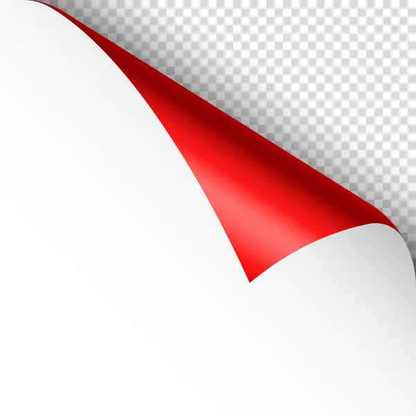 赤い紙がカール 影が付いているページコーナーを丸めた 紙のブランクシート カラフルな光沢のある箔 広告やプロモーションのためのデザイン要素 ベクターイラスト — ストックベクタ