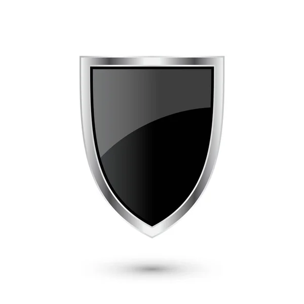 Vintage Heraldic Shield Icon Shiny Metal Frame Black Protection Security — Stock Vector