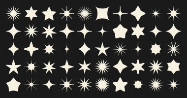 Acımasız geometrik şekiller, semboller. Basit ilkel elementler ve formlar. Bauhaus retro tasarımı, modaya uygun çağdaş minimalist tarzı. Vektör illüstrasyonu.