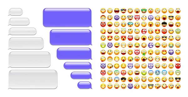 Blank Message Bubbles Emoji Violet Chat Messenger Speech Bubble Sms — Stock Vector