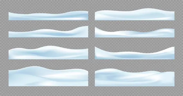 Realistic snowdrifts collection. Winter snowy abstract background. Frozen landscape with snow caps. Decoration for Christmas or New Year. Vector illustration.