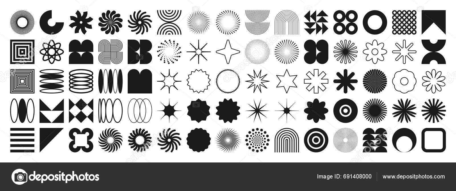 Brutalist Geometric Shapes Symbols Simple Primitive Elements Forms ...