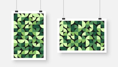 Geometrik desenli bir resim, Bauhaus tarzı. Modern arka plan, basit elementler. Retro doku, temel geometrik şekiller. Yazdırma tasarımı, minimalist poster kapağı. Vektör illüstrasyonu.