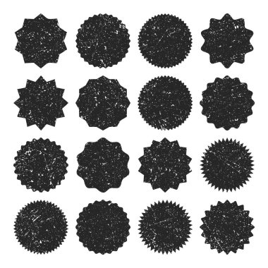 Pulları, etiketleri ve rozetleri postala. Grunge izleri ve posta izleri. Vintage Circle kartpostallı filigranlar. Kullanılmış zarf tasarım elemanları. Vektör illüstrasyonu.