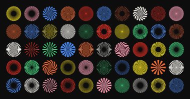 Acımasız geometrik şekiller, renkli semboller. Basit ilkel elementler ve formlar. Bauhaus retro tasarımı, modaya uygun çağdaş minimalist tarzı. Vektör illüstrasyonu.