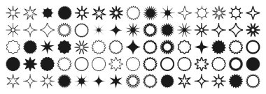 Acımasız geometrik şekiller, semboller. Basit ilkel elementler ve formlar. Bauhaus retro tasarımı, modaya uygun çağdaş minimalist tarzı. Vektör illüstrasyonu.
