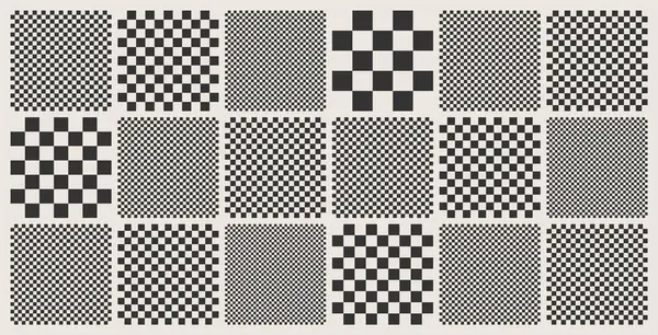 Checkered 까만과 기하학 텍스처 스타일의 복고풍 Y2K 일러스트 — 스톡 벡터