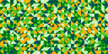 Geometrik model, Bauhaus tarzı. Basit elementlerle modern renkli arka plan. Temel geometrik şekilli ters doku. Yazdırma tasarımı, minimalist poster kapağı. Vektör illüstrasyonu.