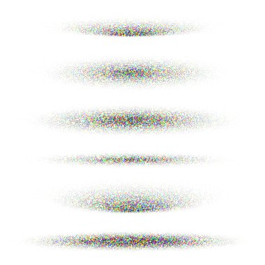 Noktalı gölgeler belirlendi, noktalı tasarım elementleri. Gittikçe azalıyor. Noktalama, noktalama çizimi, noktalar kullanarak gölgeleme. Piksel ayrışması, yarım ton etkisi. Renkli gürültü tanecikli doku. Vektör illüstrasyonu.