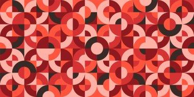 Geometrik model, Bauhaus tarzı. Basit elementlerle modern renkli arka plan. Temel geometrik şekilli ters doku. Yazdırma tasarımı, minimalist poster kapağı. Vektör illüstrasyonu.