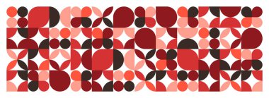 Geometrik model, Bauhaus tarzı. Basit elementlerle modern renkli arka plan. Temel geometrik şekilli ters doku. Yazdırma tasarımı, minimalist poster kapağı. Vektör illüstrasyonu.