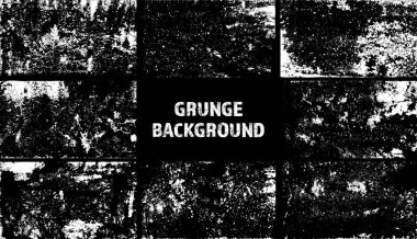Grunge dokuyu örtüyor. Çatlakları ve çizikleri olan eski kirli beton arka plan. Sorunlu kumlu yüzey. Klasik şehir arkaplanı. Çizilmiş ve lekelenmiş tasarım öğesi. Vektör illüstrasyonu.