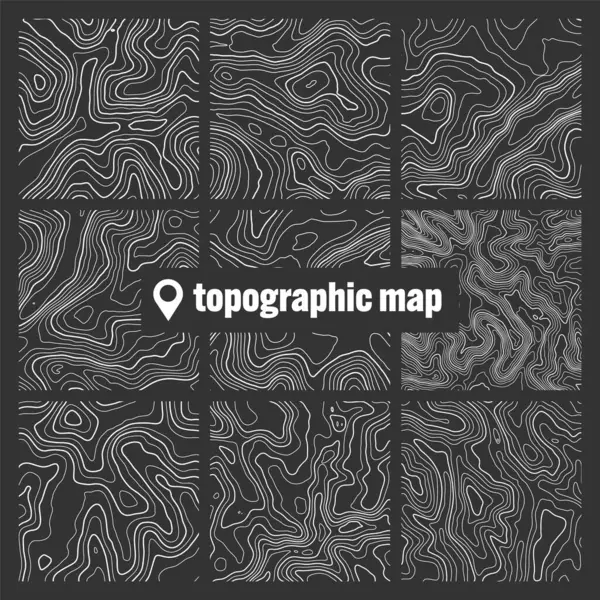 Topografische Kaart Met Contourlijnen Geografisch Terrein Raster Hoogteverschil Grondpad Patroon — Stockvector