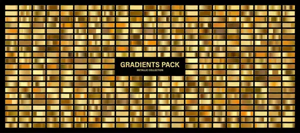 Gouden Glanzend Verloop Goud Metalen Folie Textuur Kleurstalen Set Inzameling — Stockvector