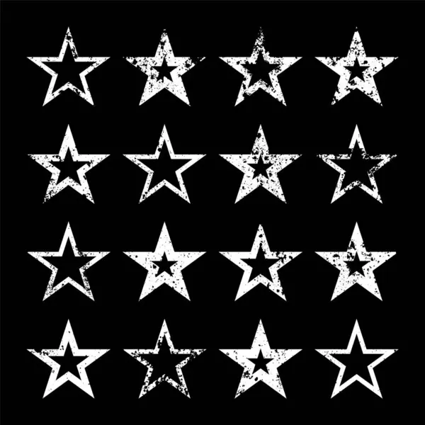 Vintage Csillagok Repedésekkel Foltokkal Régi Kézzel Rajzolt Tábla Fehér Egyszerű — Stock Vector