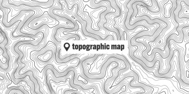 Sınır çizgileri olan topografik harita. Coğrafi arazi şebekesi, rahatlama yüksekliği. Yer yolu deseni. Seyahat ve seyrüsefer, harita tasarım elementi. Vektör illüstrasyonu.