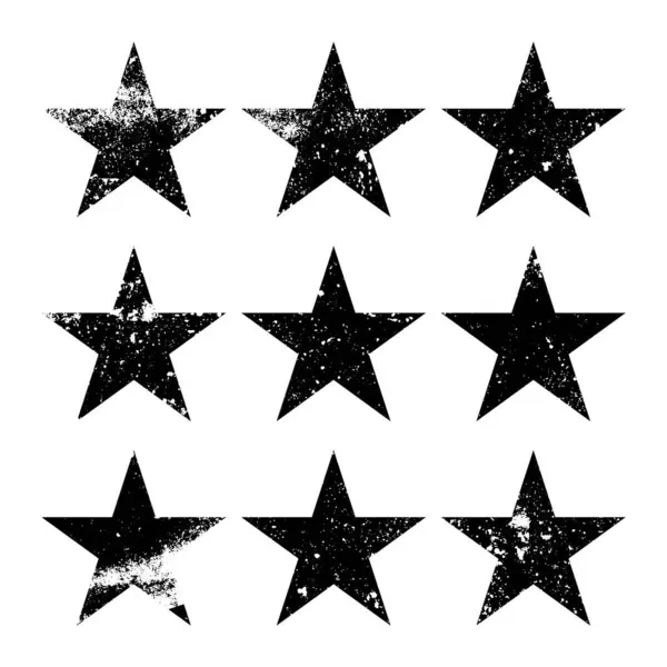 Vintage Csillagok Repedésekkel Foltokkal Régi Kézzel Rajzolt Tábla Fekete Egyszerű — Stock Vector