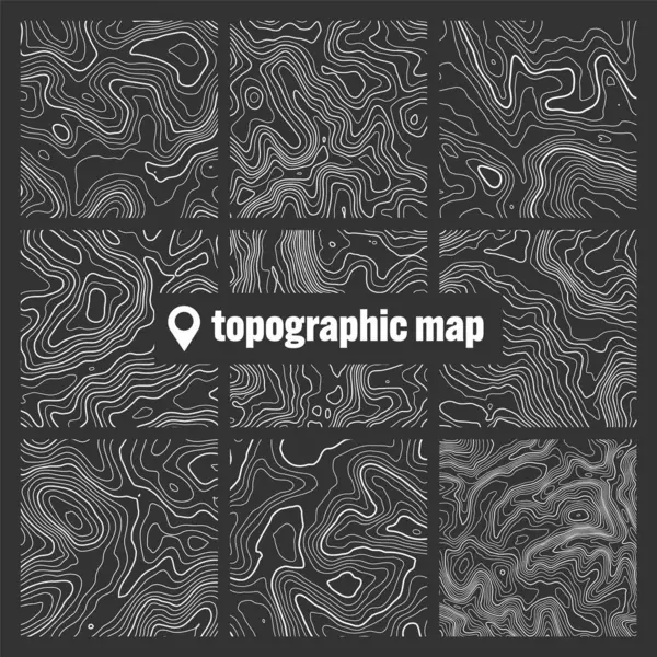 Topografische Kaart Met Contourlijnen Geografisch Terrein Raster Hoogteverschil Grondpad Patroon — Stockvector