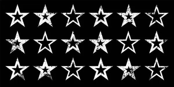 Vintage Csillagok Repedésekkel Foltokkal Régi Kézzel Rajzolt Tábla Fehér Egyszerű — Stock Vector