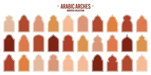 Islamitische Lijsten Oosterse Stijl Objecten Arabische Vormen Ramen Bogen Traditionele — Stockvector