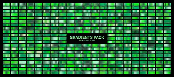 Groene Smaragdgroene Glanzende Gradiënt Metaalfolie Textuur Kleurstalen Set Inzameling Van — Stockvector