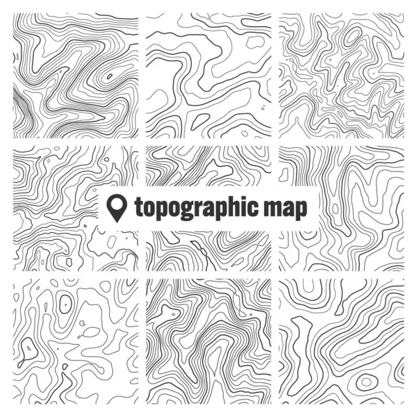 Topografische Karte Mit Höhenlinien Geographisches Geländeraster Reliefhöhe Bodenbeschaffenheit Reisen Und — Stockvektor