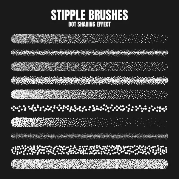 Pinceau Stipple Scatter Dessin Encre Texturation Gradient Décroissant Stippling Dessin — Image vectorielle